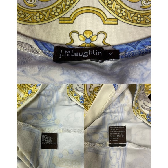 J McLaughlin‎ Sig T Paisley Damask Regal Yellow Blue Gray Quiet Luxury Top M - Picture 10 of 10